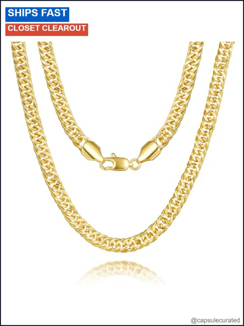 14K Gold Plated Cuban Link Chain Necklace 6mm Chunky 18in